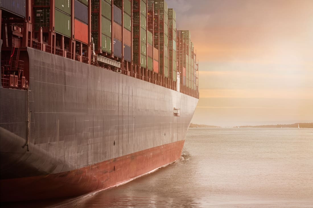 Container vessel alongside at a port terminal