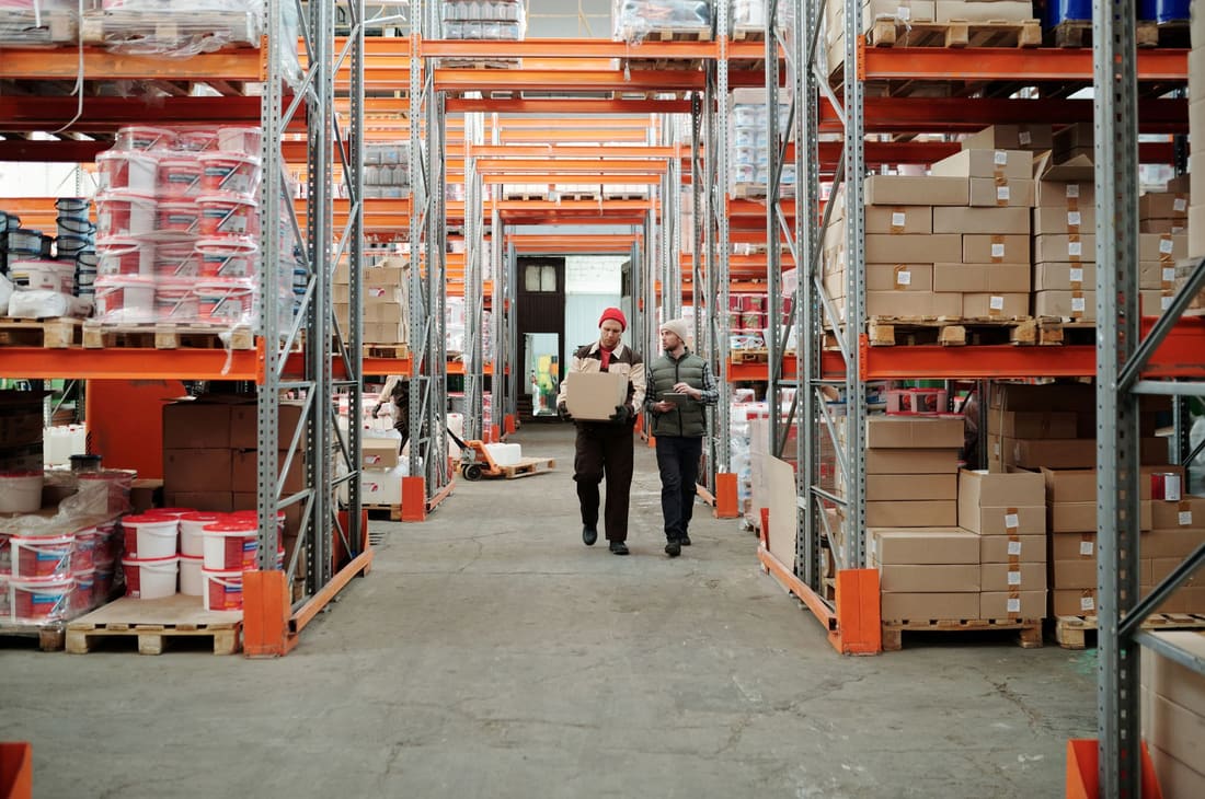 Palletised goods in a temperature-controlled warehouse
